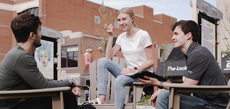 Three students from Pennsylvania attending a visit event on campus